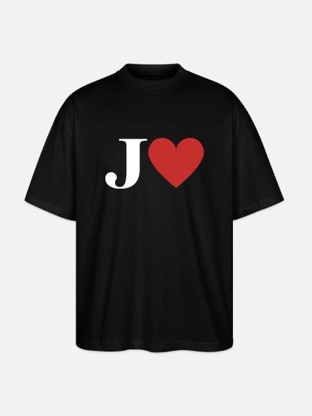 Letter j red heart - Stanley/Stella Oversized Unisex Organic T-shirt Blaster 2.0 - black