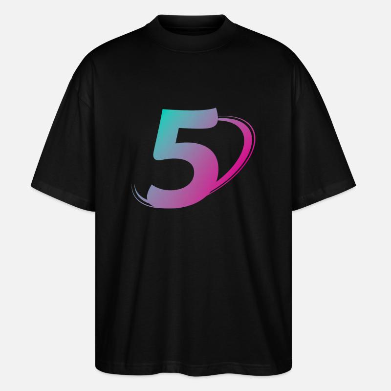 Nummer 5 mehrfarbig - Stanley/Stella Oversized Unisex Bio T-Shirt Blaster 2.0 - Schwarz