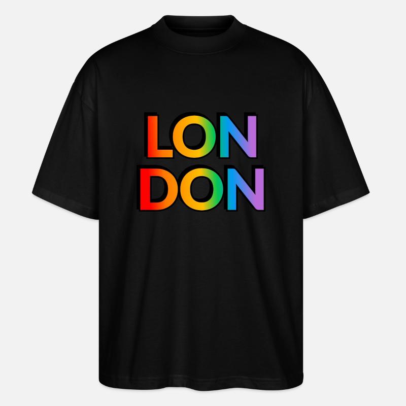 Fierté LGBTQ arc-en-ciel de Londres - T-shirt bio Blaster 2.0 coupe oversize Stanley/Stella Unisexe - noir