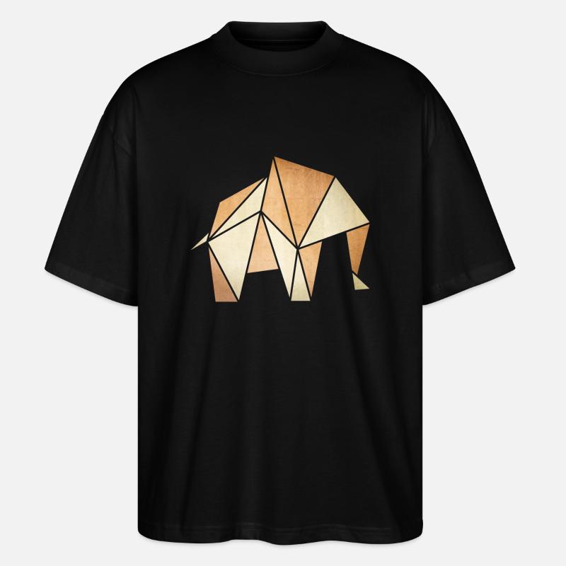 Origami: Elefant (Pergament-Optik) - T-shirt bio Blaster 2.0 coupe oversize Stanley/Stella Unisexe - noir