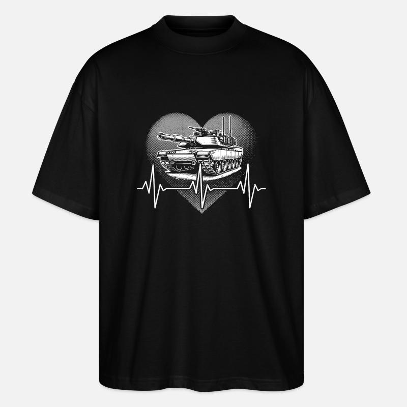 Herzschlag Panzer - Stanley/Stella Oversized Unisex Bio T-Shirt Blaster 2.0 - Schwarz