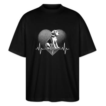 Herzschlag Beagle - Stanley/Stella Oversized Unisex Bio T-Shirt Blaster 2.0 - Schwarz - Vorne - Alina (178cm) & Michal (187cm)