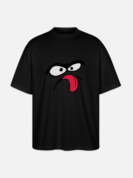 Thick Eyebrows Comic Face Tongue Stick Out - Stanley/Stella Oversized Unisex Organic T-shirt Blaster 2.0 - black