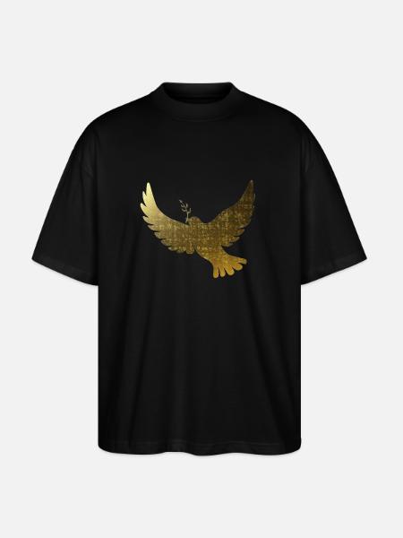 Golden peace doves - Stanley/Stella Oversized Unisex Organic T-shirt Blaster 2.0 - black