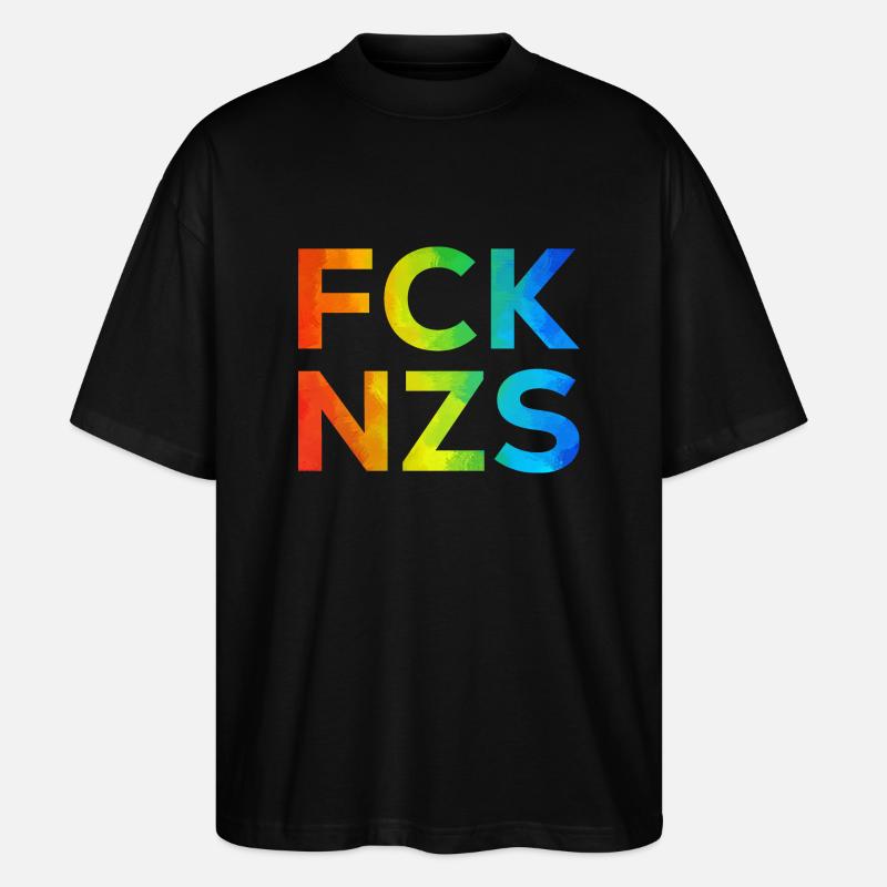 Fck NZS Regenbogen - Stanley/Stella Oversized Unisex Bio T-Shirt Blaster 2.0 - Schwarz