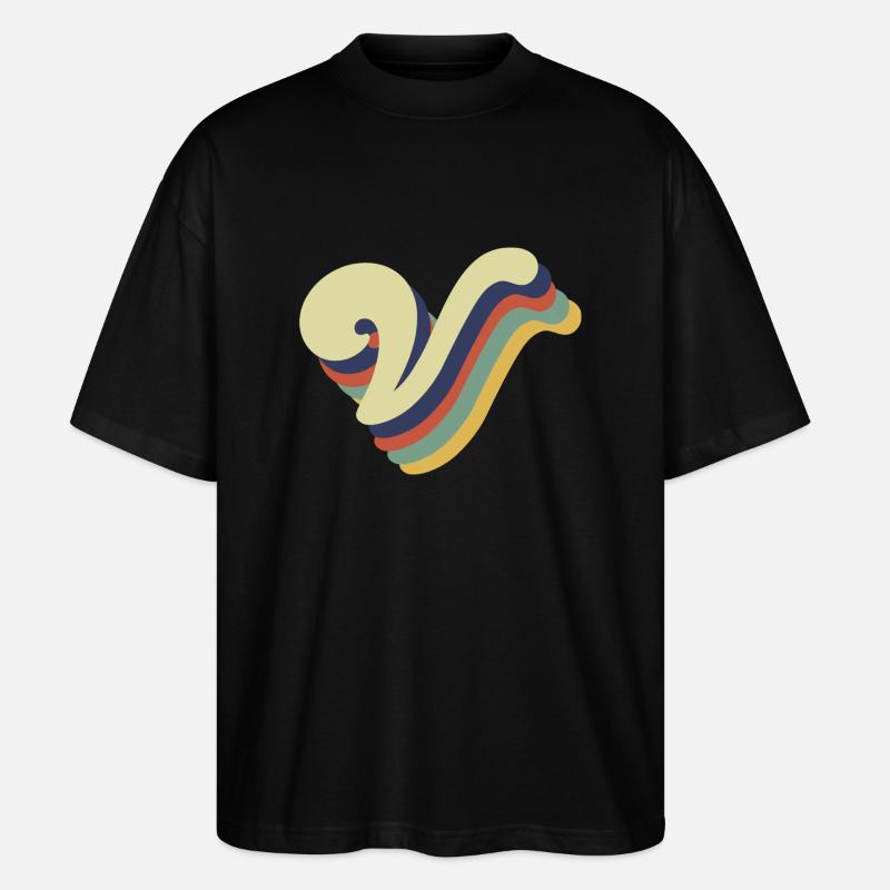 Retro-V-Buchstabe - Stanley/Stella Oversized Unisex Bio T-Shirt Blaster 2.0 - Schwarz