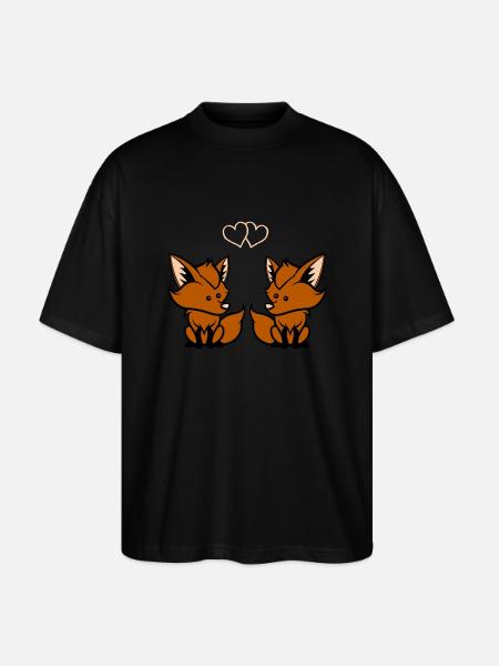 Foxes in love - Stanley/Stella Oversized Unisex Organic T-shirt Blaster 2.0 - black