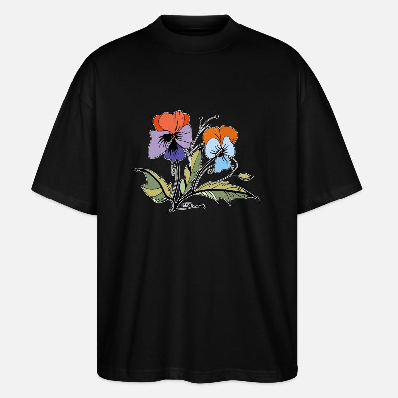 Flowers - Stanley/Stella Oversized Unisex Organic T-shirt Blaster 2.0 - black