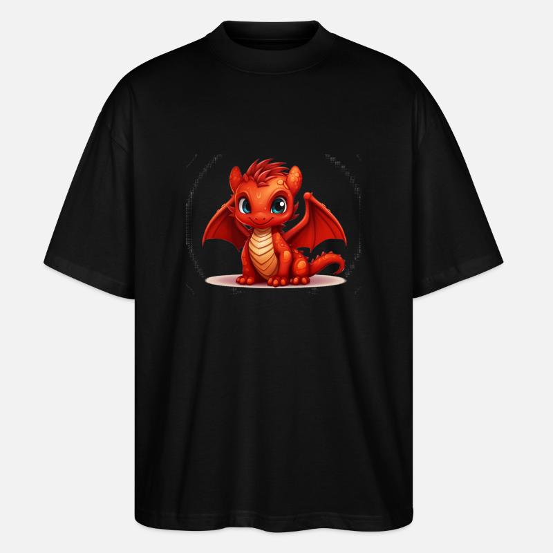 Kleiner roter Drache - Stanley/Stella Oversized Unisex Bio T-Shirt Blaster 2.0 - Schwarz