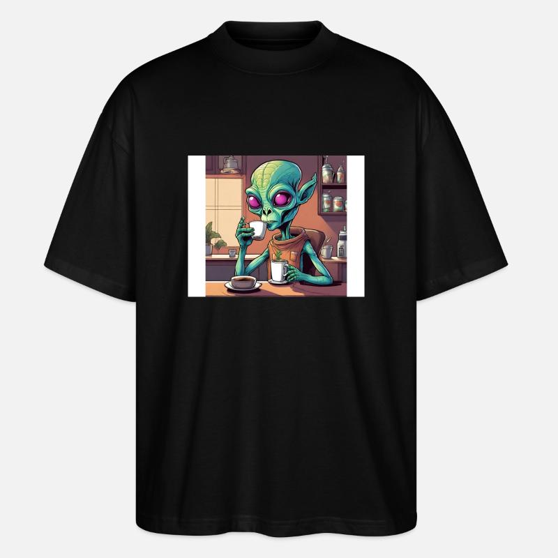 L’amour du café extraterrestre - T-shirt bio Blaster 2.0 coupe oversize Stanley/Stella Unisexe - noir