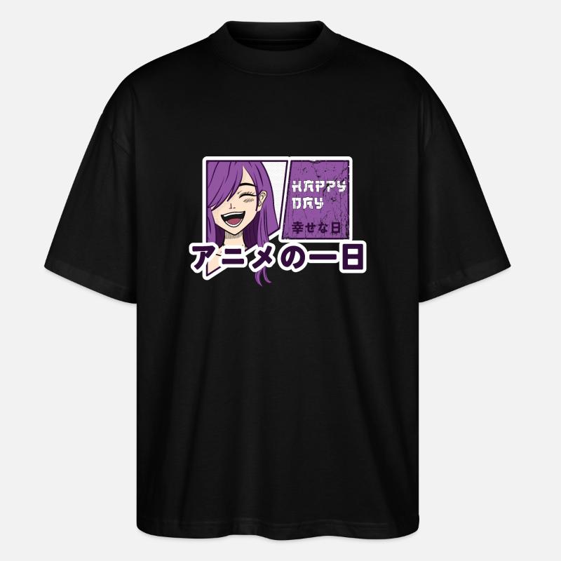 Bonne journée avec l’anime - T-shirt bio Blaster 2.0 coupe oversize Stanley/Stella Unisexe - noir