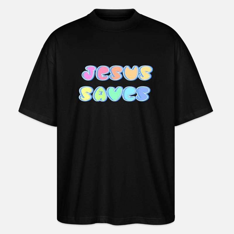 Jesus saves - Stanley/Stella Oversized Unisex Bio T-Shirt Blaster 2.0 - Schwarz