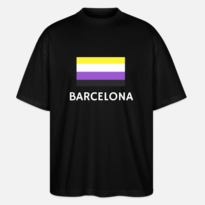 Non binary Pride Flag Barcelona - Stanley/Stella Oversized Unisex Organic T-shirt Blaster 2.0 - black