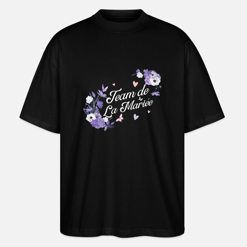 Lila Blumen Braut Team - Stanley/Stella Oversized Unisex Bio T-Shirt Blaster 2.0 - Schwarz