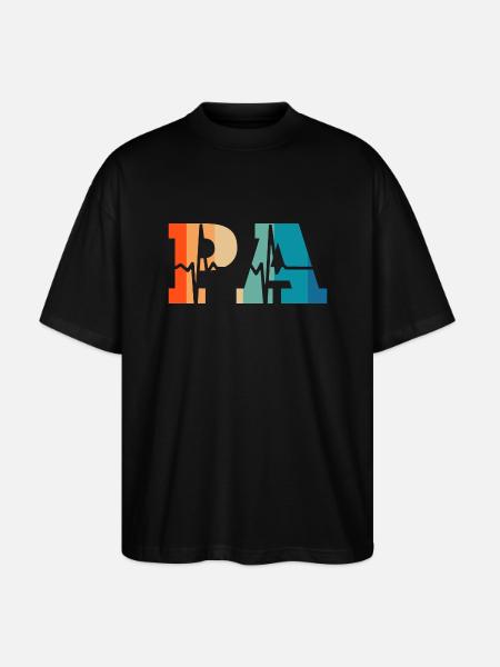 Heartbeat retro physician assistant - Stanley/Stella Oversized Unisex Organic T-shirt Blaster 2.0 - black