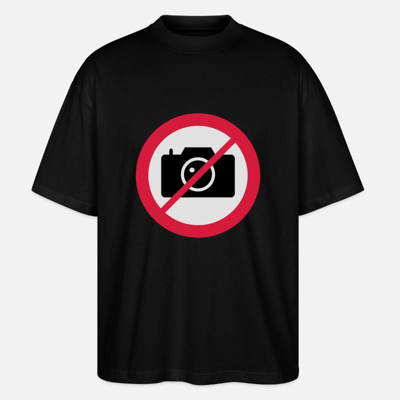 Verkehrszeichen Kamera - Stanley/Stella Oversized Unisex Bio T-Shirt Blaster 2.0 - Schwarz