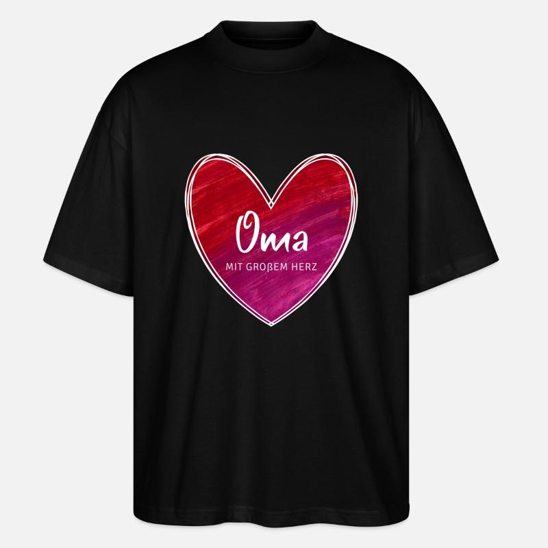 Oma mit großem Herz - Stanley/Stella Oversized Unisex Bio T-Shirt Blaster 2.0 - Schwarz