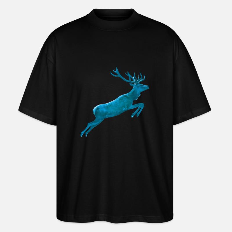 Hirsch Jumping blue - Stanley/Stella Oversized Unisex Bio T-Shirt Blaster 2.0 - Schwarz