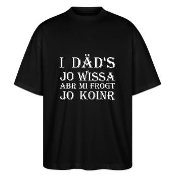 I däd's jo Wissa - Stanley/Stella Oversized Unisex Bio T-Shirt Blaster 2.0 - Schwarz - Vorne - Alina (178cm) & Michal (187cm)