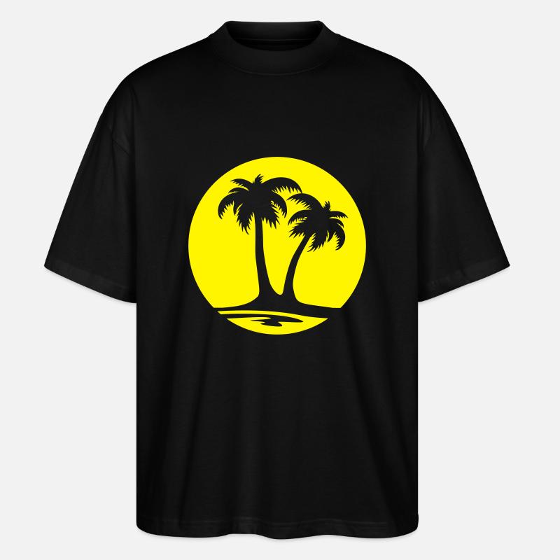 Freizeit - Palmen Sonne - Stanley/Stella Oversized Unisex Bio T-Shirt Blaster 2.0 - Schwarz