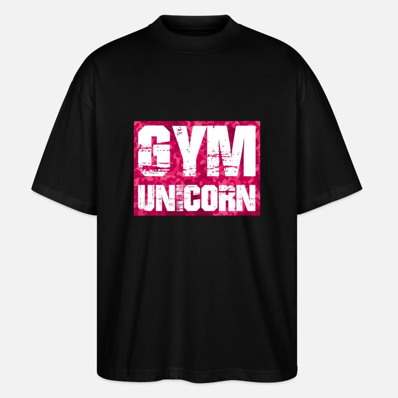 gym unicorn - Stanley/Stella Oversized Unisex Bio T-Shirt Blaster 2.0 - Schwarz