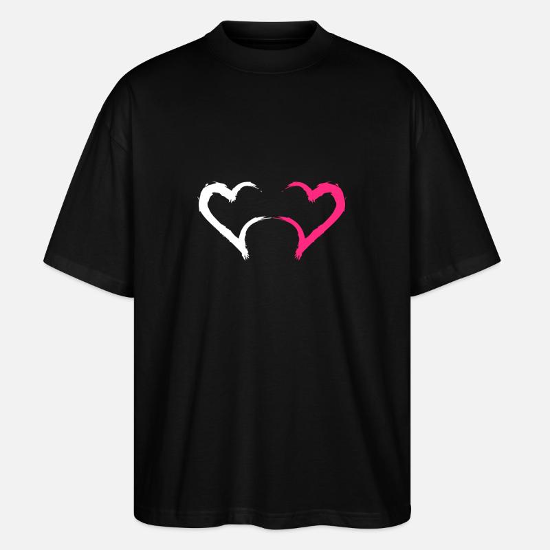 Coeur rose et blanc - T-shirt bio Blaster 2.0 coupe oversize Stanley/Stella Unisexe - noir
