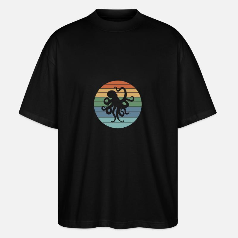 Octopus Retro - Stanley/Stella Oversized Unisex Organic T-shirt Blaster 2.0 - black