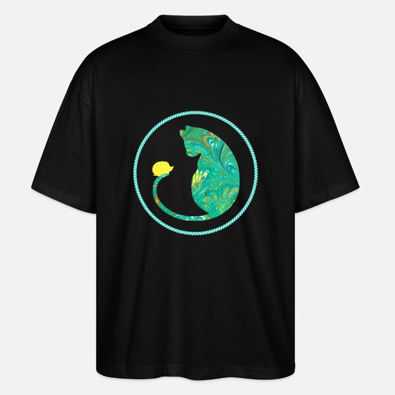 Chat avec hérisson E 71 - T-shirt bio Blaster 2.0 coupe oversize Stanley/Stella Unisexe - noir