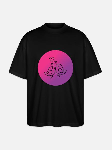 Love birds - Stanley/Stella Oversized Unisex Organic T-shirt Blaster 2.0 - black