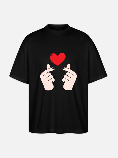 Finger hearts 5 - Stanley/Stella Oversized Unisex Organic T-shirt Blaster 2.0 - black
