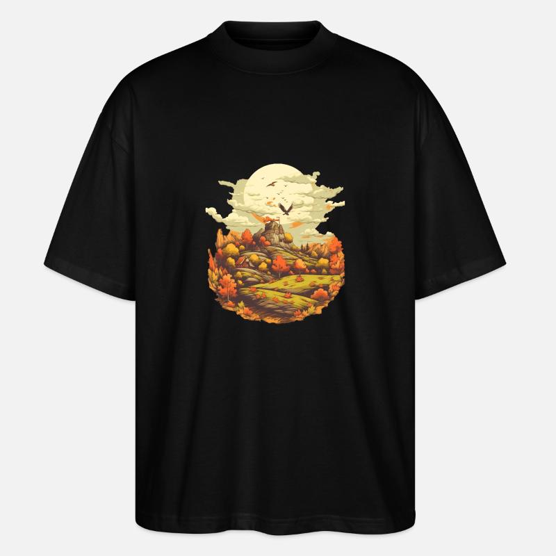 Herbstliche Landschaft - Stanley/Stella Oversized Unisex Bio T-Shirt Blaster 2.0 - Schwarz