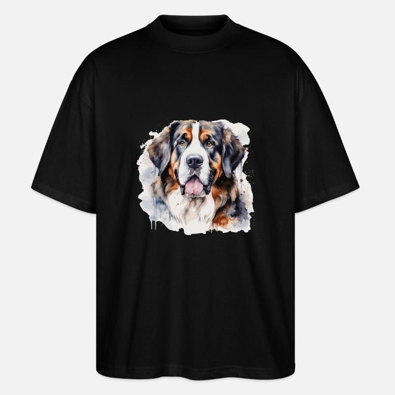 Chien Saint Bernard, suisse - T-shirt bio Blaster 2.0 coupe oversize Stanley/Stella Unisexe - noir