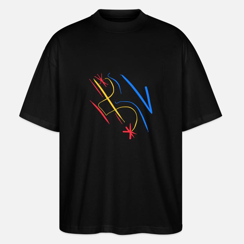Blau gelb rotes Farbengemisch - Stanley/Stella Oversized Unisex Bio T-Shirt Blaster 2.0 - Schwarz