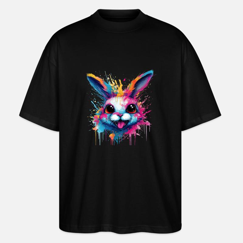 bunter Hase - Stanley/Stella Oversized Unisex Bio T-Shirt Blaster 2.0 - Schwarz