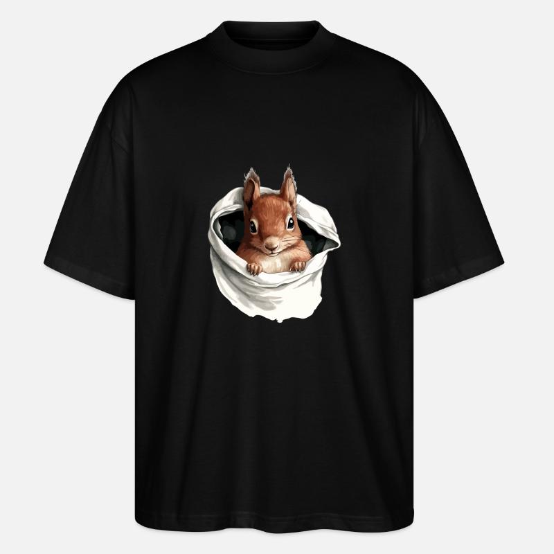 Zoozi das Eichhörnchen - Stanley/Stella Oversized Unisex Bio T-Shirt Blaster 2.0 - Schwarz