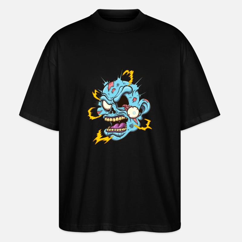 Zombiekopf mit Stromschlag - Stanley/Stella Oversized Unisex Bio T-Shirt Blaster 2.0 - Schwarz