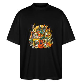 Des visiteurs du monde entier viennent à Rio de Janeiro - T-shirt bio Blaster 2.0 coupe oversize Stanley/Stella Unisexe - noir - Devant - Alina (178cm) & Michal (187cm)