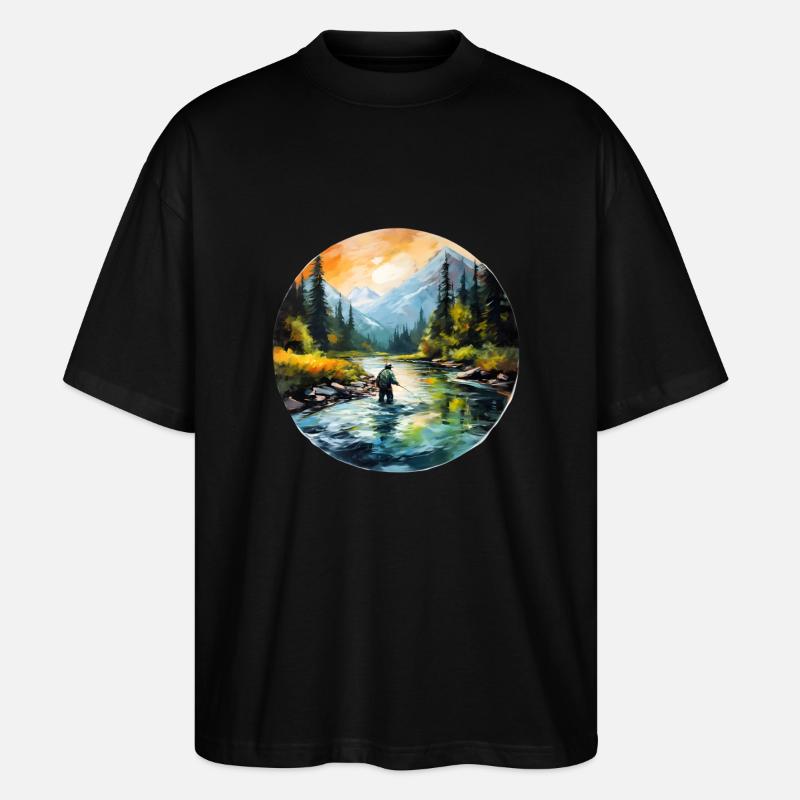 Gemalter Fliegenfischer - Stanley/Stella Oversized Unisex Bio T-Shirt Blaster 2.0 - Schwarz