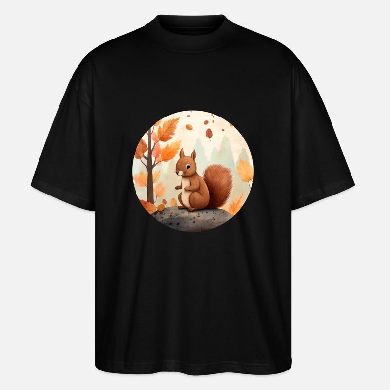 Eichhörnchen im Herbst - Stanley/Stella Oversized Unisex Bio T-Shirt Blaster 2.0 - Schwarz