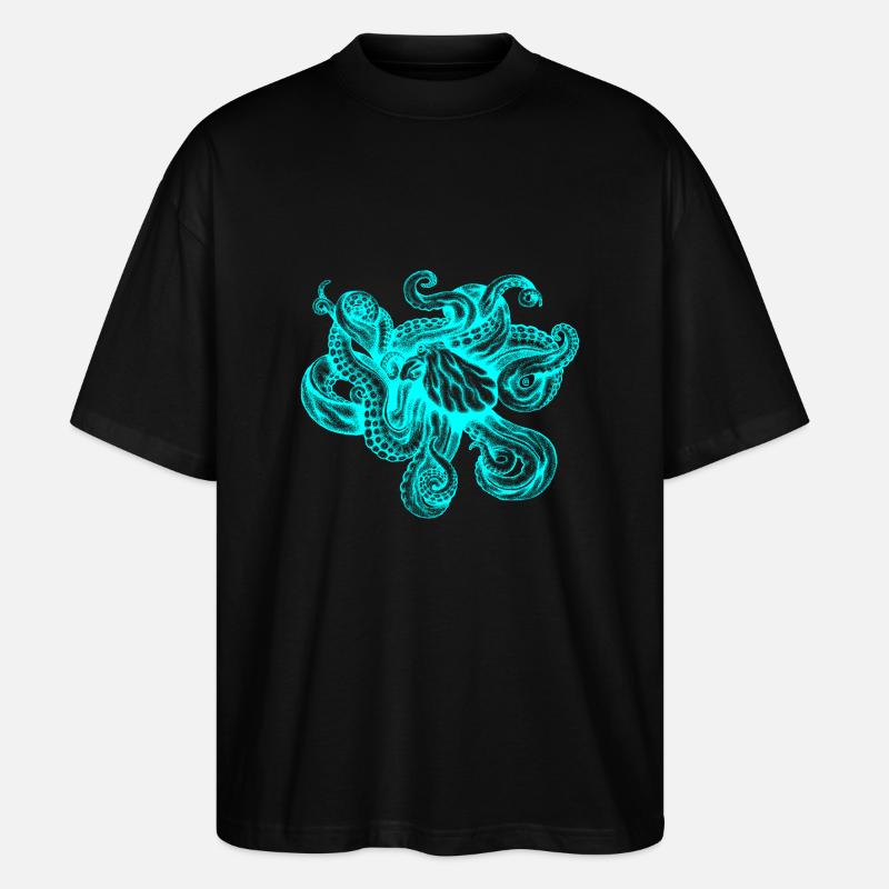Krake (neon) - Stanley/Stella Oversized Unisex Bio T-Shirt Blaster 2.0 - Schwarz