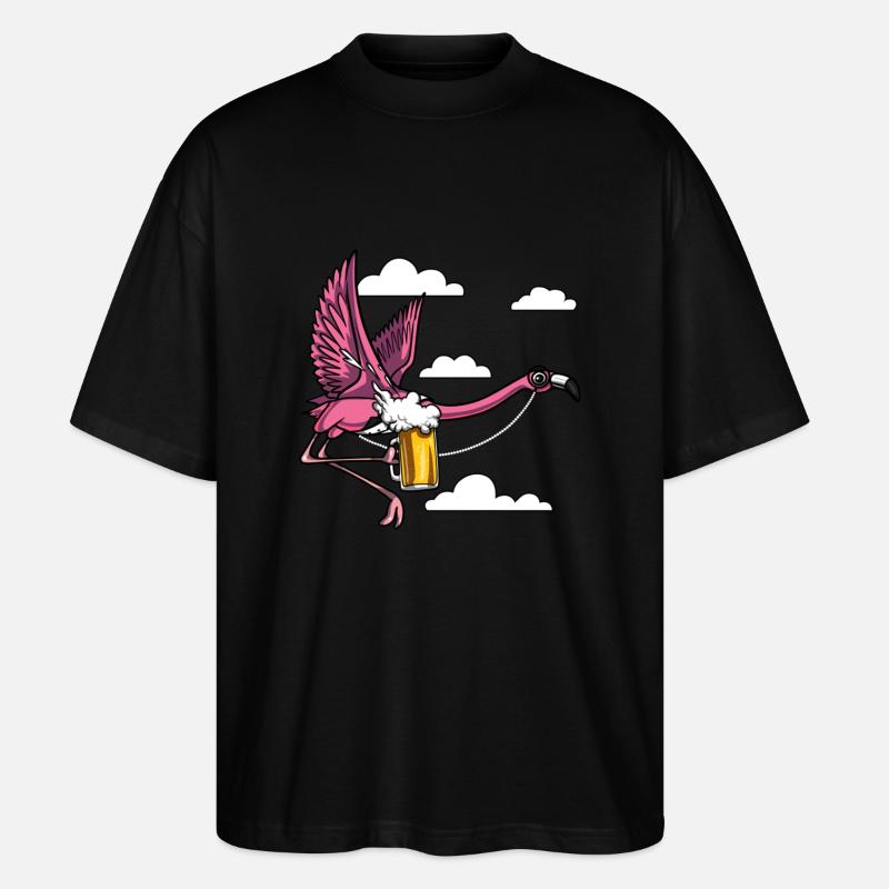 Flamingo-Vogelbier-Trinkparty - Stanley/Stella Oversized Unisex Bio T-Shirt Blaster 2.0 - Schwarz