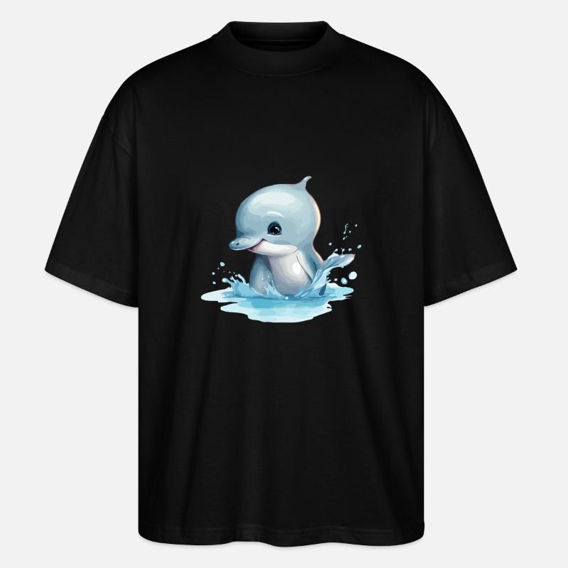 Jack le bébé dauphin - T-shirt bio Blaster 2.0 coupe oversize Stanley/Stella Unisexe - noir