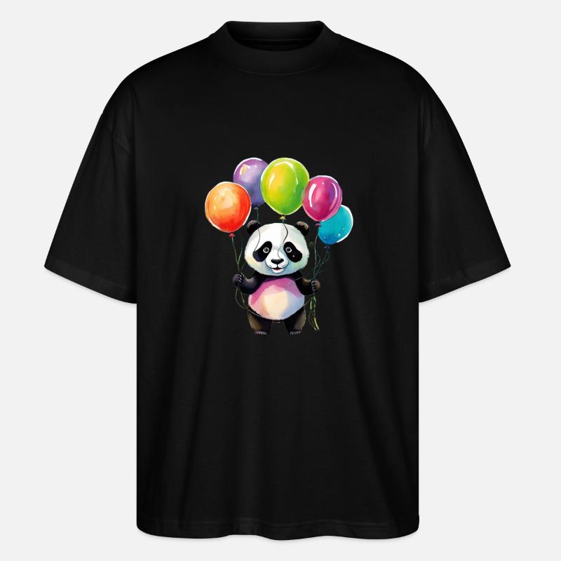 Panda mit Luftballons - Stanley/Stella Oversized Unisex Bio T-Shirt Blaster 2.0 - Schwarz