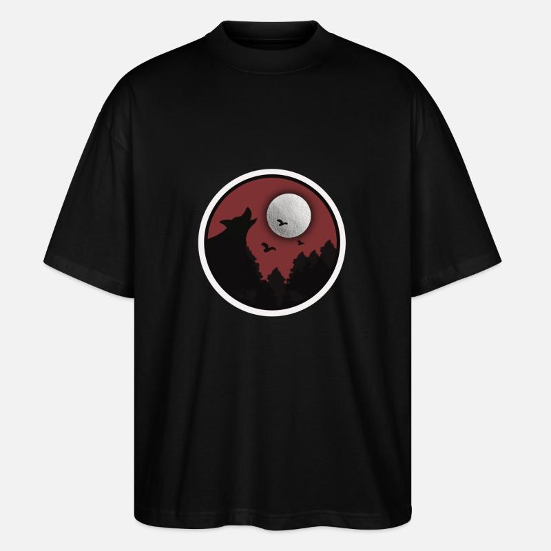 le loup dans la nuit - T-shirt bio Blaster 2.0 coupe oversize Stanley/Stella Unisexe - noir