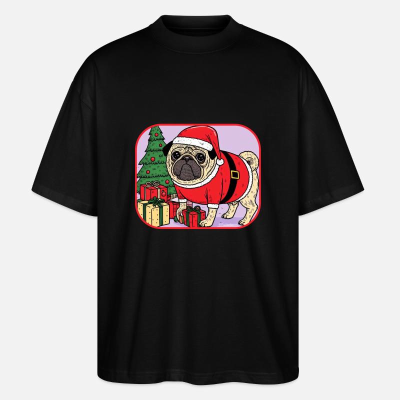Mops-Weihnachten - Stanley/Stella Oversized Unisex Bio T-Shirt Blaster 2.0 - Schwarz