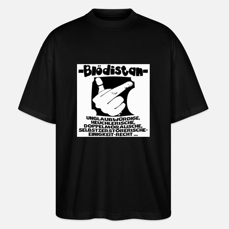 hinterfragteuchII - Stanley/Stella Oversized Unisex Bio T-Shirt Blaster 2.0 - Schwarz