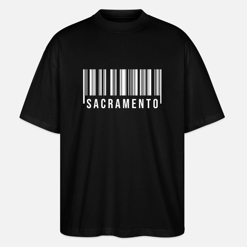 Code-barres de Sacramento - T-shirt bio Blaster 2.0 coupe oversize Stanley/Stella Unisexe - noir