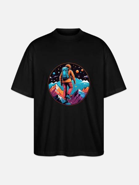 Climbing - Moon - Space - Stanley/Stella Oversized Unisex Organic T-shirt Blaster 2.0 - black