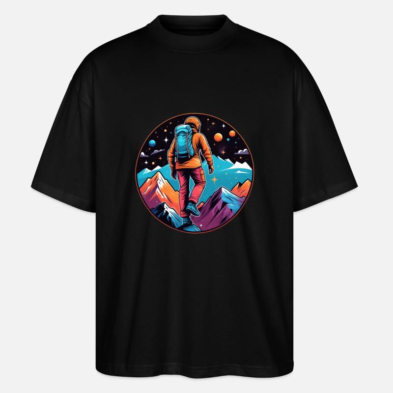 Klettern - Mond - Weltraum - Stanley/Stella Oversized Unisex Bio T-Shirt Blaster 2.0 - Schwarz