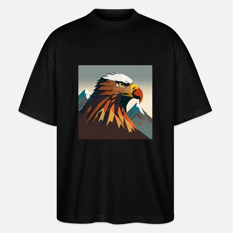 Adlerkopf mit Berg - Stanley/Stella Oversized Unisex Bio T-Shirt Blaster 2.0 - Schwarz